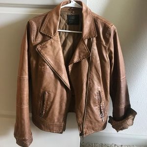 Zara TRF collection Faux leather biker jacket tan